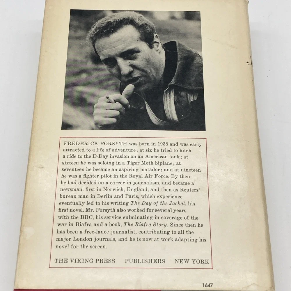The Day of‎ the Jackal by Frederick Forsyth 1971 Vintage Hardcover Thriller